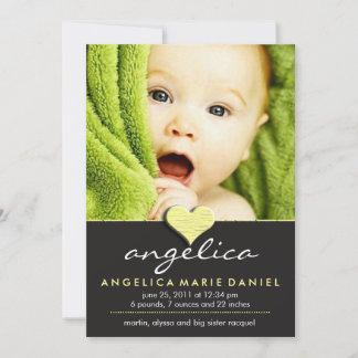 シンプルでシックなベビーの発表 案内状