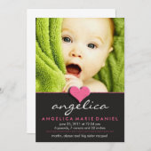 シンプルでシックなベビーの発表 案内状 (正面/裏面)