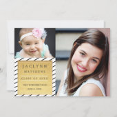 シンプルでシックな写真卒業発表/金ゴールド 案内状 (正面)