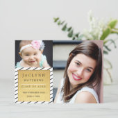 シンプルでシックな写真卒業発表/金ゴールド 案内状 (スタンド正面)