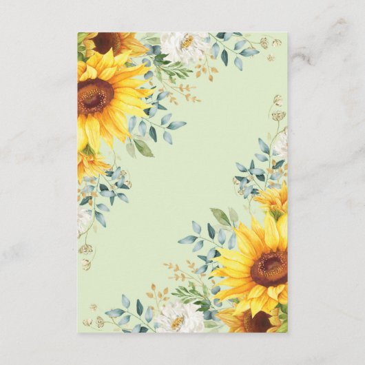 シンプルでスタイリッシュな水彩画のヒマワリの庭の詳細 エンクロージャーカード (裏面)