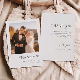 シンプルでスタイリッシュな結婚式のフォトギフト サンキューカード