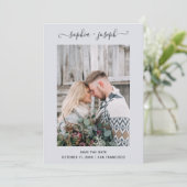 シンプルでスタイリッシュ | 写真 ミニマル 淡い青 セーブザデート (スタンド正面)