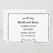 シンプルでタイムレスな手描きスワンイラスト セーブザデート (正面/裏面)