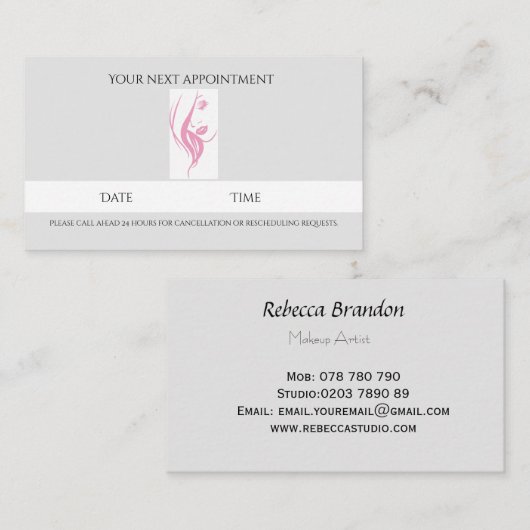 シンプルでパーソナライズなサロンの美しいのアポイントメントカード 名刺 (正面/裏面)