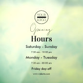 シンプルでプロフェッショナルな営業時間 ウィンドウサイン (シート3)