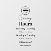 シンプルでプロフェッショナルな営業時間 ウィンドウサイン (シート)