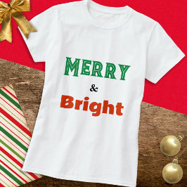 シンプルでボールドなクリスマスデザイン メリー&ブライト Tシャツ