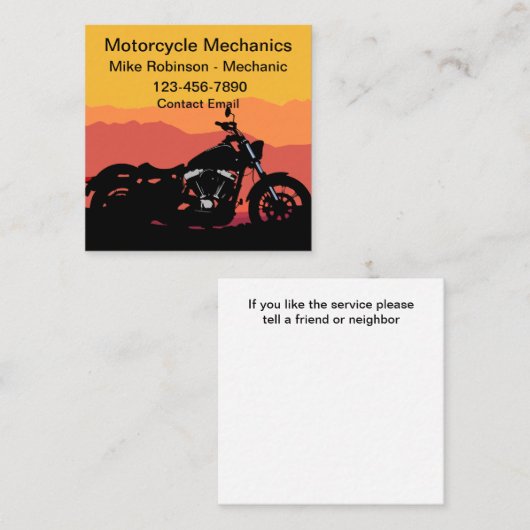 シンプルでボールドなバイクテーマのビジネスカード スクエア名刺 (正面/裏面)
