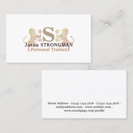 シンプルでミニマルで強いライオンの動物のロゴカバー 名刺 (正面/裏面)