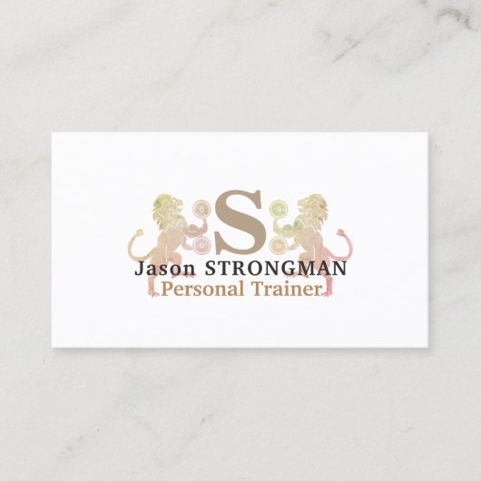 シンプルでミニマルで強いライオンの動物のロゴカバー 名刺 (正面)