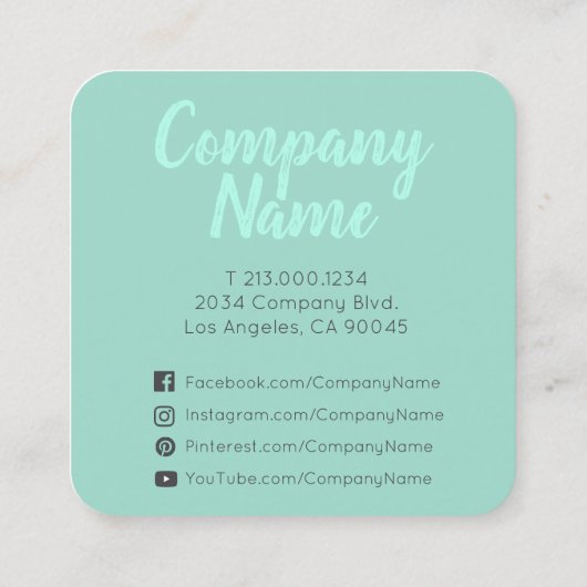 シンプルでミニマルで真新しい緑 スクエア名刺 (裏面)