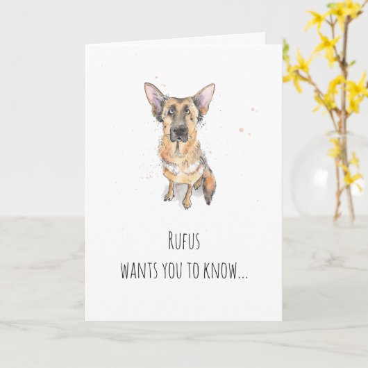 シンプルでミニマルなドイツ・シェパード犬の父の日 カード (黄色い花)