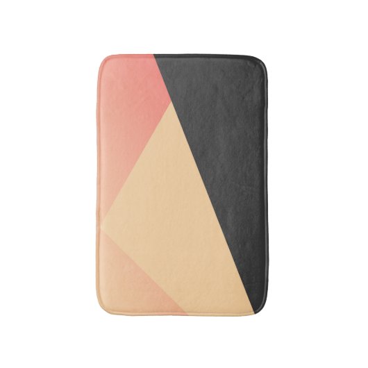 シンプルでミニマルなモモ、珊瑚、及び黒い幾何学的 バスマット (正面縦)