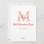 シンプルでミニマルな最高の祖母への赤いイニシャルテキスト シーズンカード (裏面)