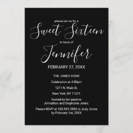 シンプルでミニマルな白黒のタイポグラフィの菓子16 招待状