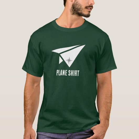 シンプルでミニマルな紙飛行機とコンパス Tシャツ (正面)