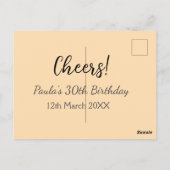 シンプルでミニマルな30歳の誕生日おめでとう 名前と日付を追加  ポストカード (裏面)
