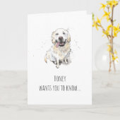 シンプルでミニマル、ユーモアあふれるゴールデンレトリバーの父の日 カード (黄色い花)