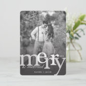 シンプルでメリーで及び結婚したな写真のクリスマスカード 案内状 (スタンド正面)