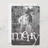 シンプルでメリーで及び結婚したな写真のクリスマスカード 案内状 (正面)