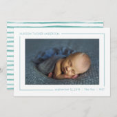 シンプルでモダンで幾何学的なティール（緑がかった色）の誕生 案内状 (正面/裏面)