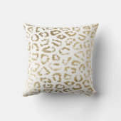シンプルでモダンで白くシックでフェイクな金ゴールドのチータのプリント クッション (裏面)