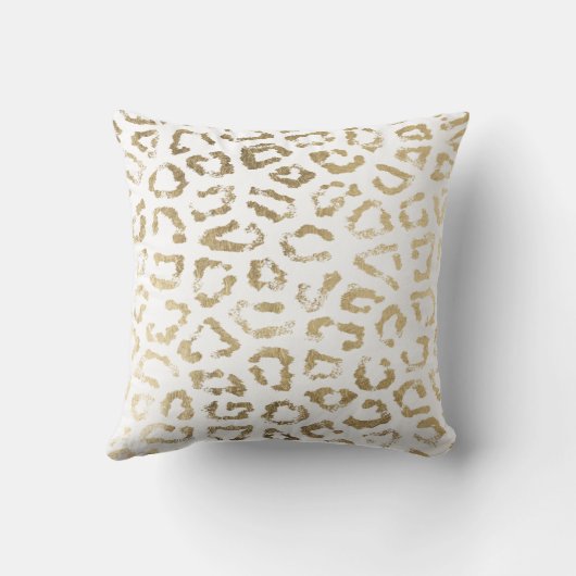 シンプルでモダンで白くシックでフェイクな金ゴールドのチータのプリント クッション (裏面)