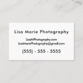 シンプルでモダンなカメラの写真撮影 名刺 (裏面)