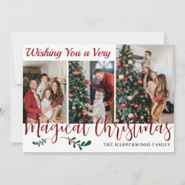 シンプルでモダンなクリスマス家族写真コラージュ シーズンカード