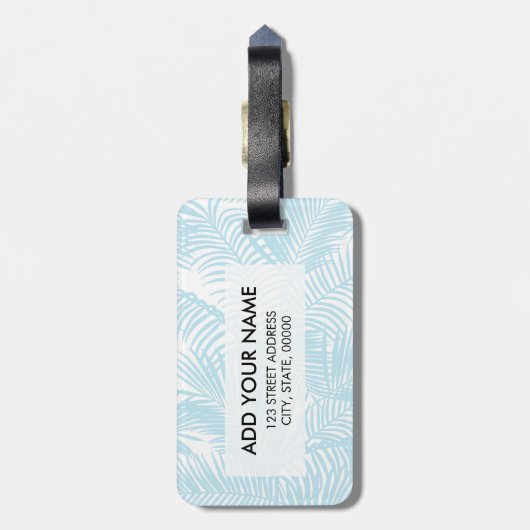 シンプルでモダンなパステル調の青い熱帯ヤシの木 ラゲッジタグ (裏面縦)