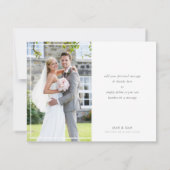 シンプルでモダンなブラシレタリング ミントの写真付きサンクスカード サンキューカード (裏面)