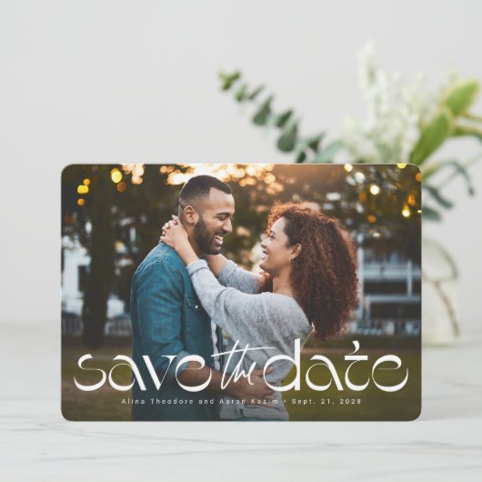 シンプルでモダンなユニークなタイプの写真 セーブザデート (スタンド正面)