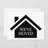 シンプルでモダンな家の新しい住所引っ越しましたの黒 案内ポストカード (正面/裏面)