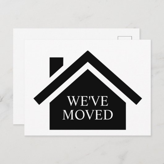 シンプルでモダンな家の新しい住所引っ越しましたの黒 案内ポストカード (正面/裏面)