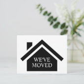 シンプルでモダンな家の新しい住所引っ越しましたの黒 案内ポストカード (スタンド正面)