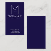 シンプルでモダンな最小主義の濃紺のモノグラム 名刺 (正面/裏面)