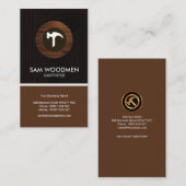 シンプルでモダンな木製の穀物のパネルの大工 名刺 (正面/裏面)