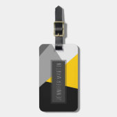 シンプルでモダンな灰色の黄色および黒いGeo ラゲッジタグ (正面縦)