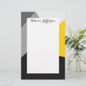シンプルでモダンな灰色の黄色および黒いGeo 便箋 (スタンド正面)