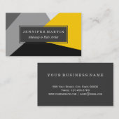 シンプルでモダンな灰色の黄色および黒いGeo 名刺 (正面/裏面)