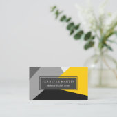 シンプルでモダンな灰色の黄色および黒いGeo 名刺 (スタンド正面)