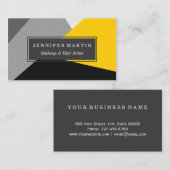 シンプルでモダンな灰色の黄色および黒いGeo 名刺 (正面/裏面)