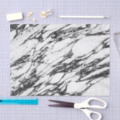 シンプルでモダンな白黒大理石の石 薄葉紙 (クラフト)