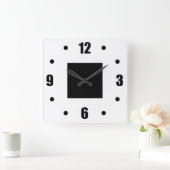 シンプルでモダンな白黒 スクエア壁時計 (ホーム)