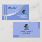 シンプルでモダンな銀製の波の保安システムのコンサルタント 名刺 (正面/裏面)