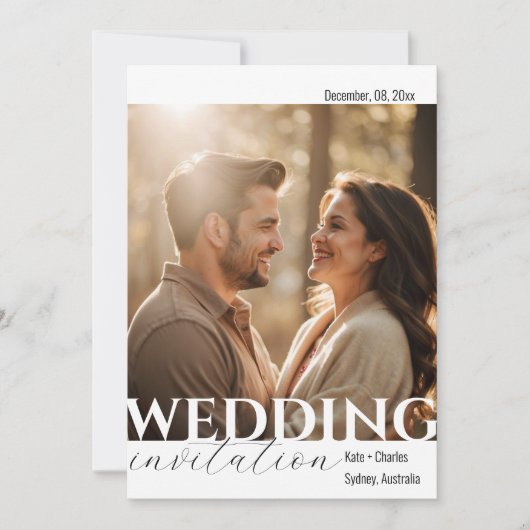 シンプルでユニークなQRコード付き写真ウェディング招待状 招待状 (正面)