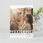 シンプルでユニークなQRコード付き写真ウェディング招待状 招待状 (スタンド正面)