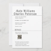 シンプルでユニークなQRコード付き写真ウェディング招待状 招待状 (裏面)