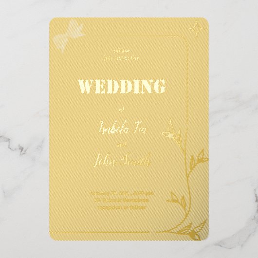 シンプルでロマンチックなデザイン 箔招待状 (正面)